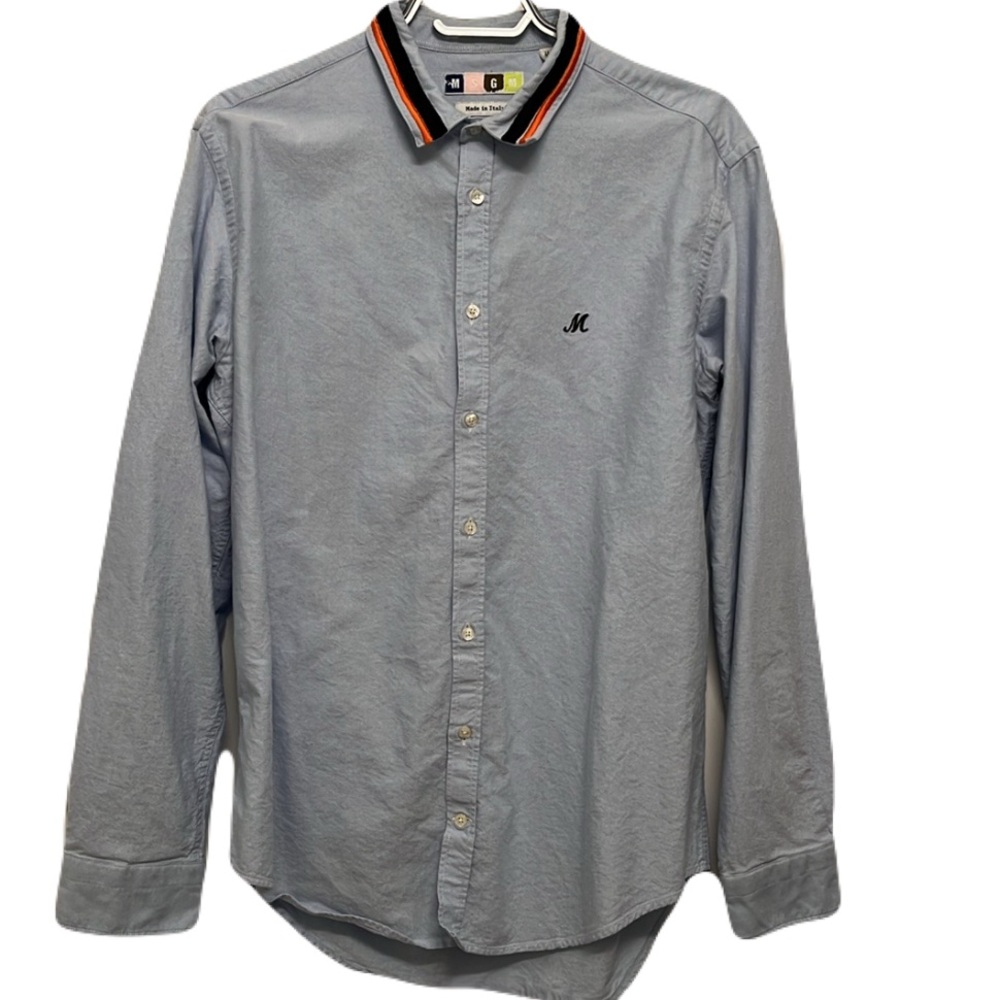 MSGM monogrammed blue oxford shirt, size 41/16 IT